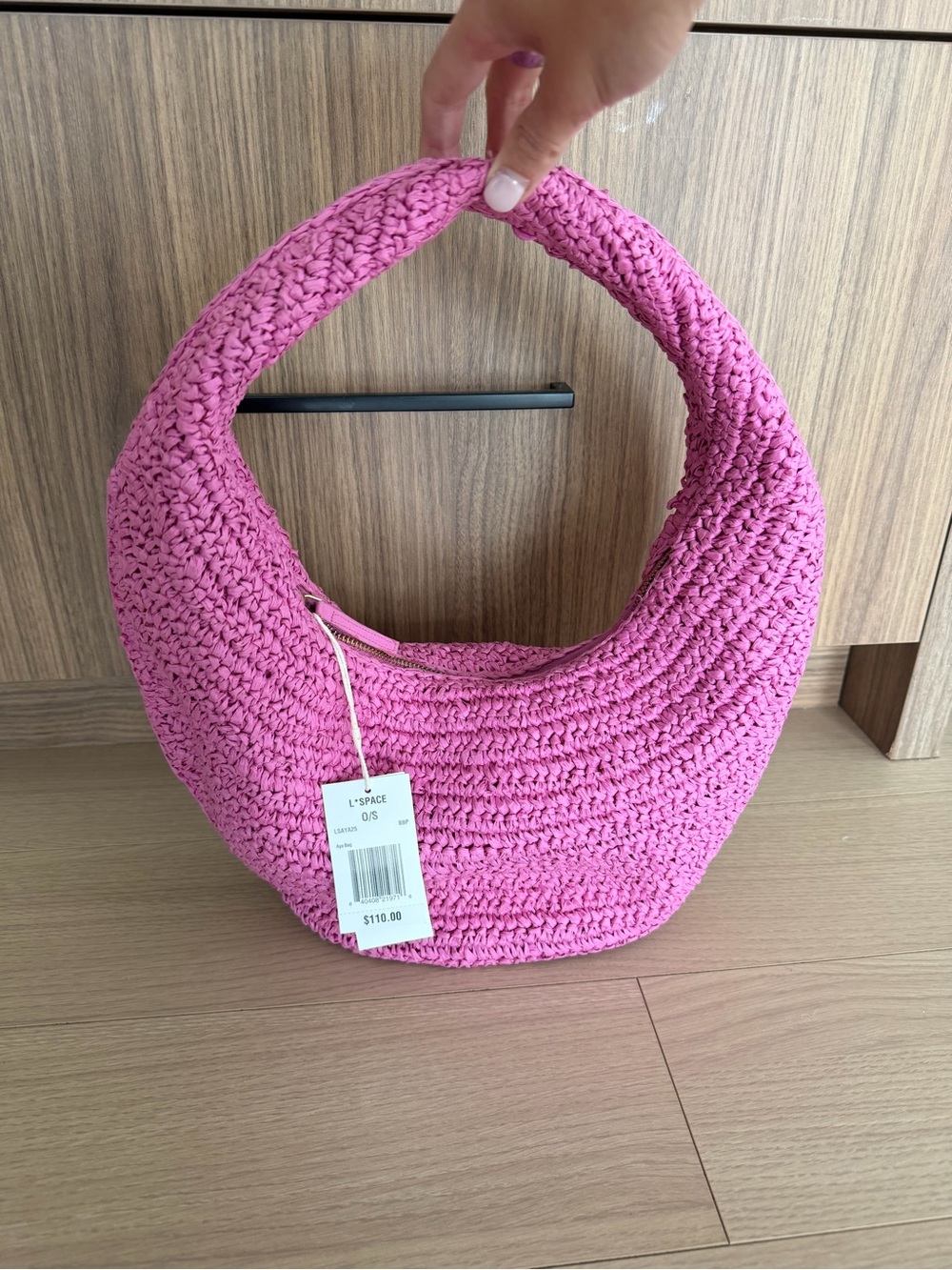 L*space Pink Crochet Hobo Bag